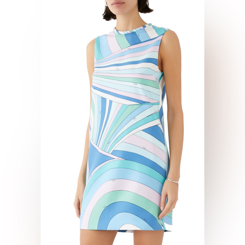 Emilio Pucci Pastel Iride Print Silk Sleeveless Mini Dress